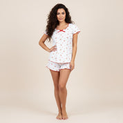 Floral Ladies Crop T-Shirt with Shorts - Pink