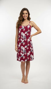 Tiny Floral Ladies Halfer Linen Cotton - Red -Free size