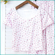 Mini Floral Ladies Loungewear Pajama Set - Pink