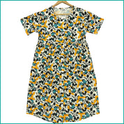 Mickey Ladies Front Open Cotton Dress - Multicolor