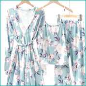 Floral Ladies Loungewear 3 Pcs Set - Sea Blue