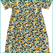 Mickey Ladies Front Open Cotton Dress - Multicolor