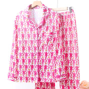 Happy Ladies Loungewear Front Open Pajama Set - Pink
