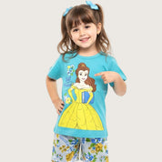Princess Floral Girls Shorts Set – Blue