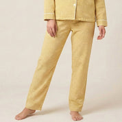 Mini Checks Ladies Front Open Pajama Set - Yellow