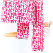 Happy Ladies Loungewear Front Open Pajama Set - Pink