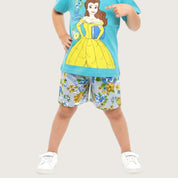 Princess Floral Girls Shorts Set – Blue