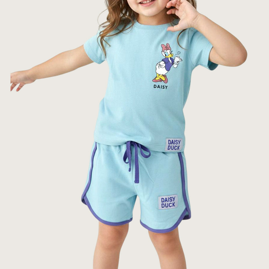 Daisy Girls Summer Shorts Set – Sky Blue