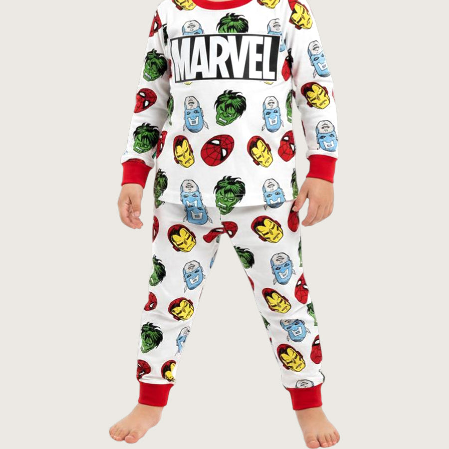 Marvel Face Boys Cotton Pajama Set PRIMARK - White