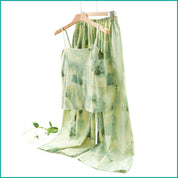 Tie-Dye lounge Set built-in Padded Camisole and Flowy Wide-Leg Pant - Green