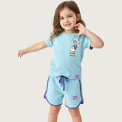 Daisy Girls Summer Shorts Set – Sky Blue
