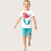 Mermaid Girls Summer Shorts Set – White Blue
