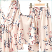 Floral Ladies Loungewear 3 Pcs Set - Cream