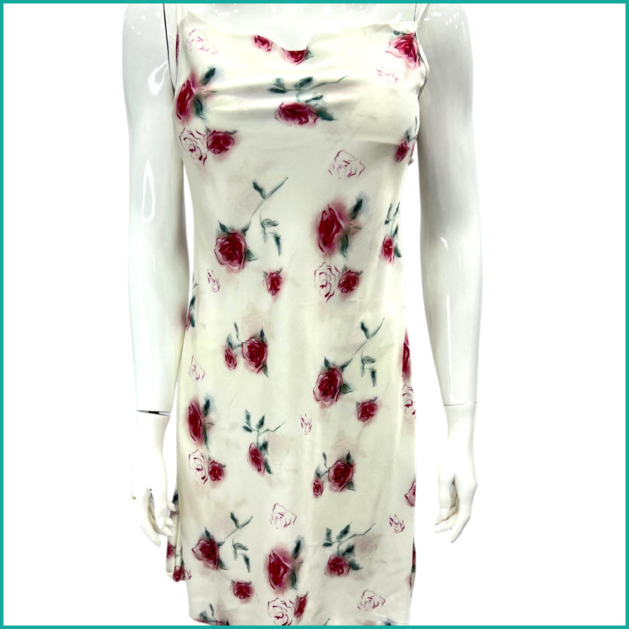 Roses Ladies Satan Silk Halfer - Cream -Free size