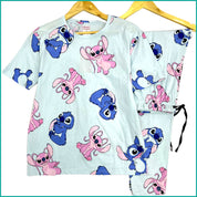 Happy Stitch Ladies Pajama Set - Blue