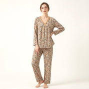 All Floral Ladies Pajama Set - Brown