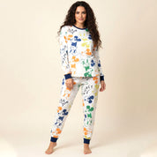Colorful Mickey Ladies Pajama Set - White