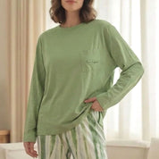 Best Slogan Ladies Pajama Set - Green