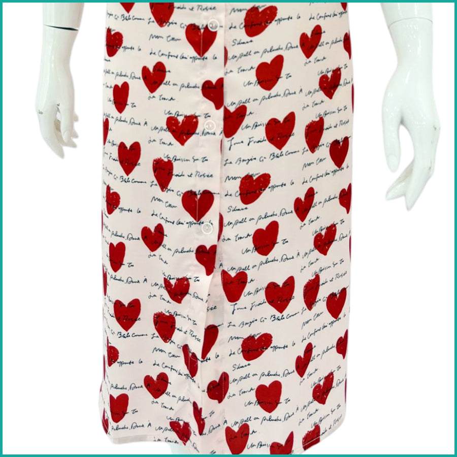 Love Heart Ladies Sleepwear Long Dress Satin Material - Pink -Free Size