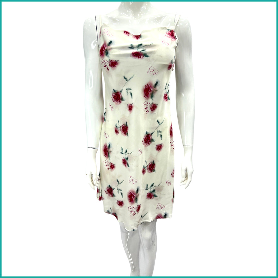 Roses Ladies Satan Silk Halfer - Cream -Free size