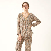All Floral Ladies Pajama Set - Brown