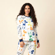 Colorful Mickey Ladies Pajama Set - White