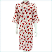 Love Heart Ladies Sleepwear Long Dress Satin Material - Pink -Free Size