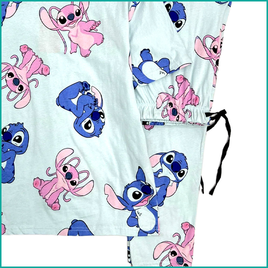 Happy Stitch Ladies Pajama Set - Blue