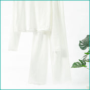 Ladies Loungewear with Crop Top with Wide-Leg Pant - White