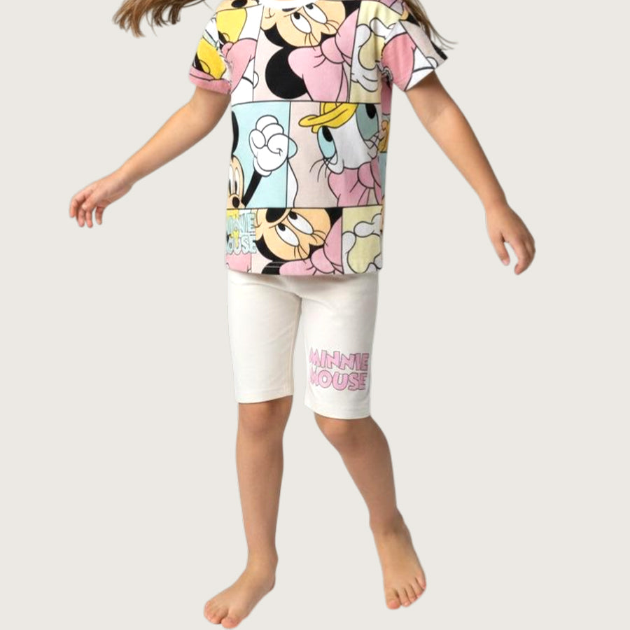 Minnie Mouse Checks Girls Summer Shorts Set – White