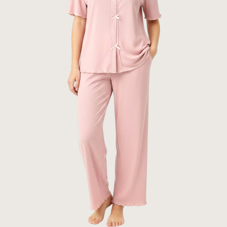 Triple Bow Ladies Pajama Set - Pink