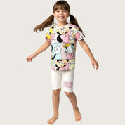 Minnie Mouse Checks Girls Summer Shorts Set – White