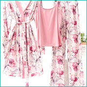 Floral Ladies Loungewear 3 Pcs Set - Baby Pink
