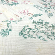 Decorative Flowers Ladies Pajama Set - White