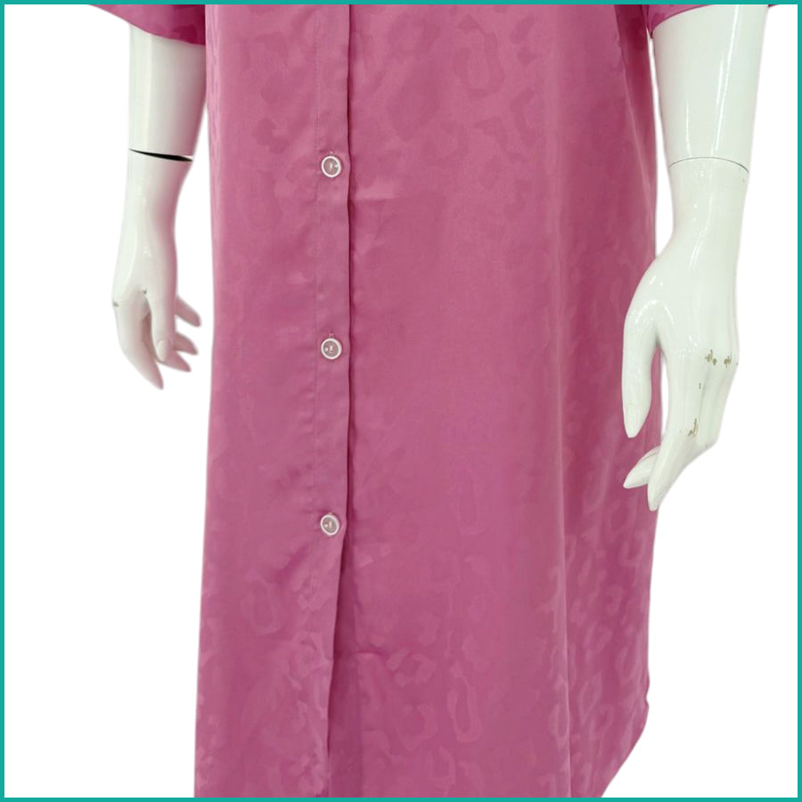Design Ladies Sleepwear Long Dress Satin Material - Pink -Free Size