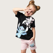 Lilo Stitch Girls Summer Shorts Set – Black