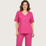 Triple Bow Ladies Pajama Set - Hot Pink