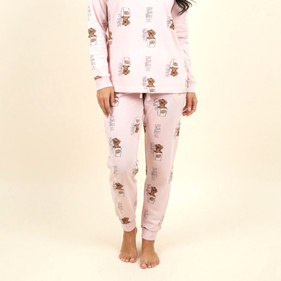 Puppy Ladies Pajama Set - Pink