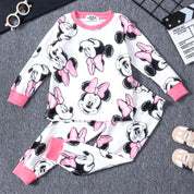 Minnie Sketch Girls Full Sleeves Pajama Set -  White