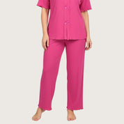 Triple Bow Ladies Pajama Set - Hot Pink