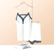 Lace Ladies Loungewear Shorts Set with Padded - White
