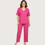 Triple Bow Ladies Pajama Set - Hot Pink