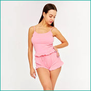 Plain Ladies Shorts Set - Pink