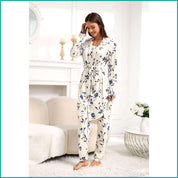 Floral Ladies Loungewear 3 Pcs Set - White