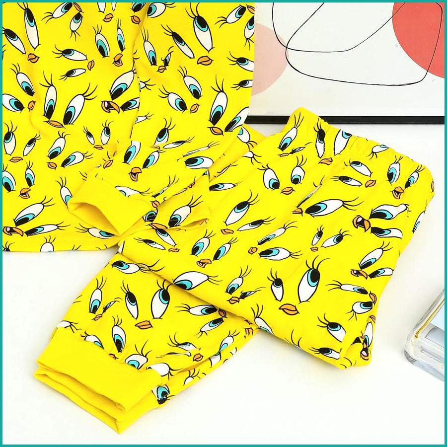 Tweety Ladies Full Sleeves Pajama Set - Yellow