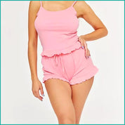 Plain Ladies Shorts Set - Pink