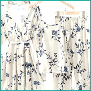 Floral Ladies Loungewear 3 Pcs Set - White