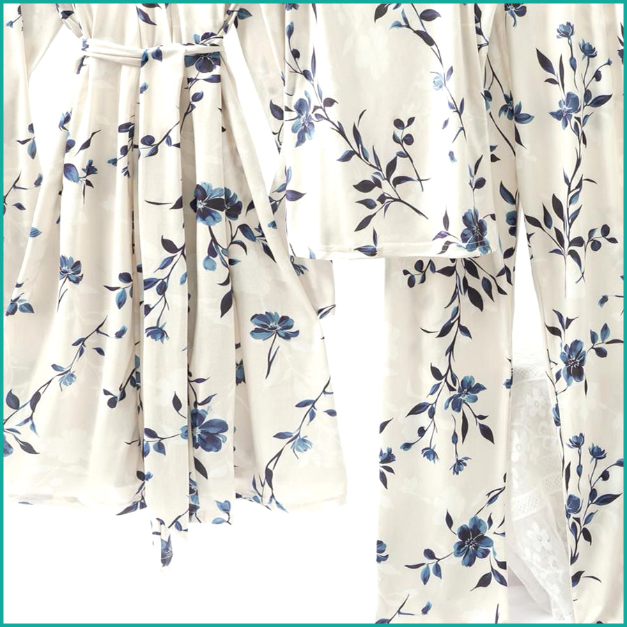 Floral Ladies Loungewear 3 Pcs Set - White
