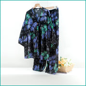 Butterfly Ladies Full Sleeves Pajama Set Viscos Fine Material - Black