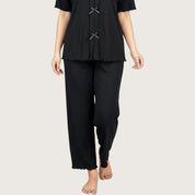 Triple Bow Ladies Pajama Set - Black
